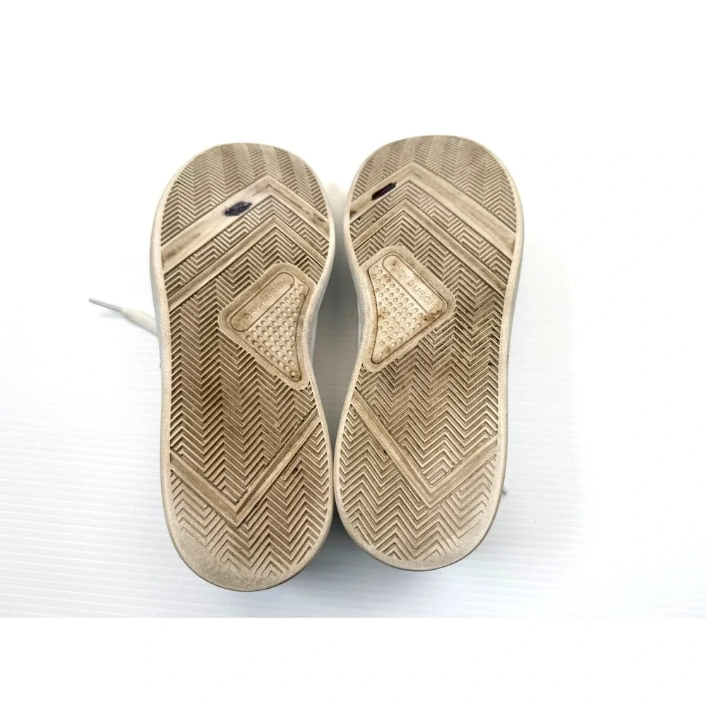 Tory Burch Double T Howell‎ Coat Sneakers Women 7M Leather Logo Lace Up Comfort